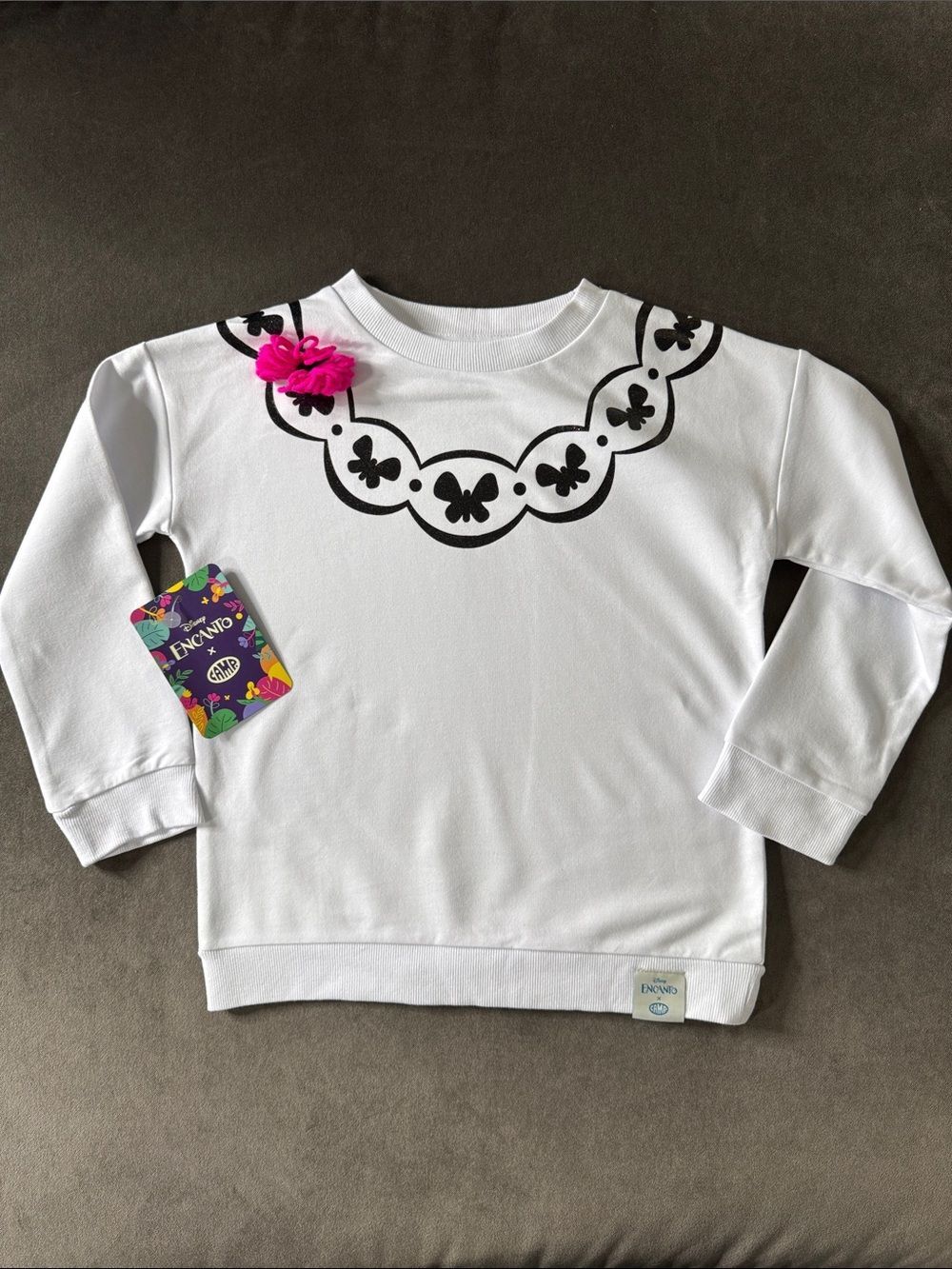 Girls Disney Encanto x CAMP Mirabel White Sweatshirt Butterflies Size M 7/8 RARE